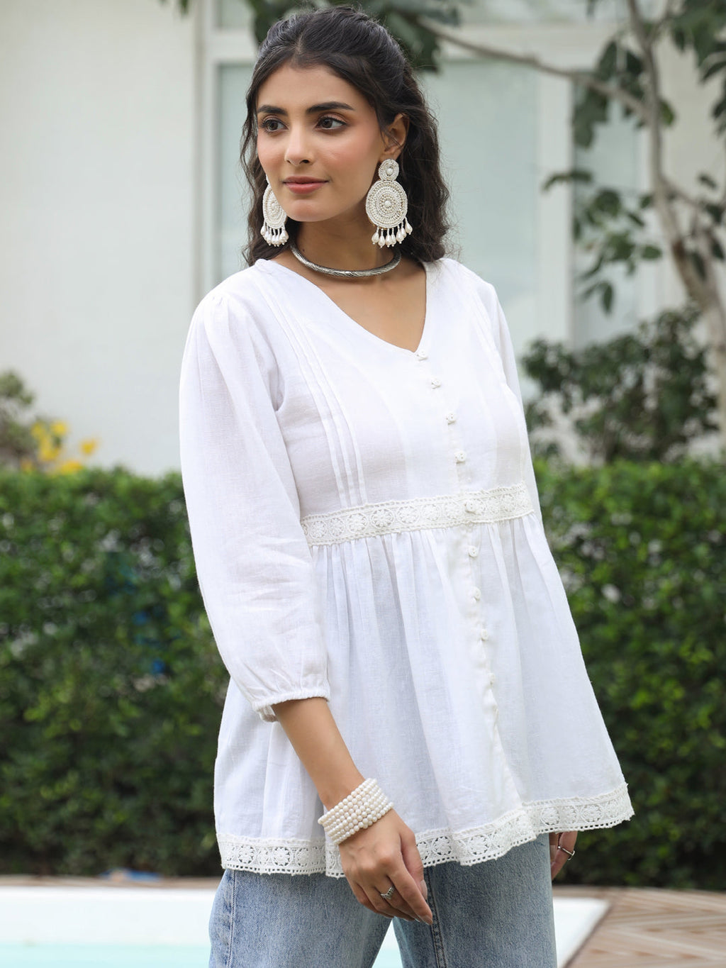 Women Solid Cotton Flex Peplum Top