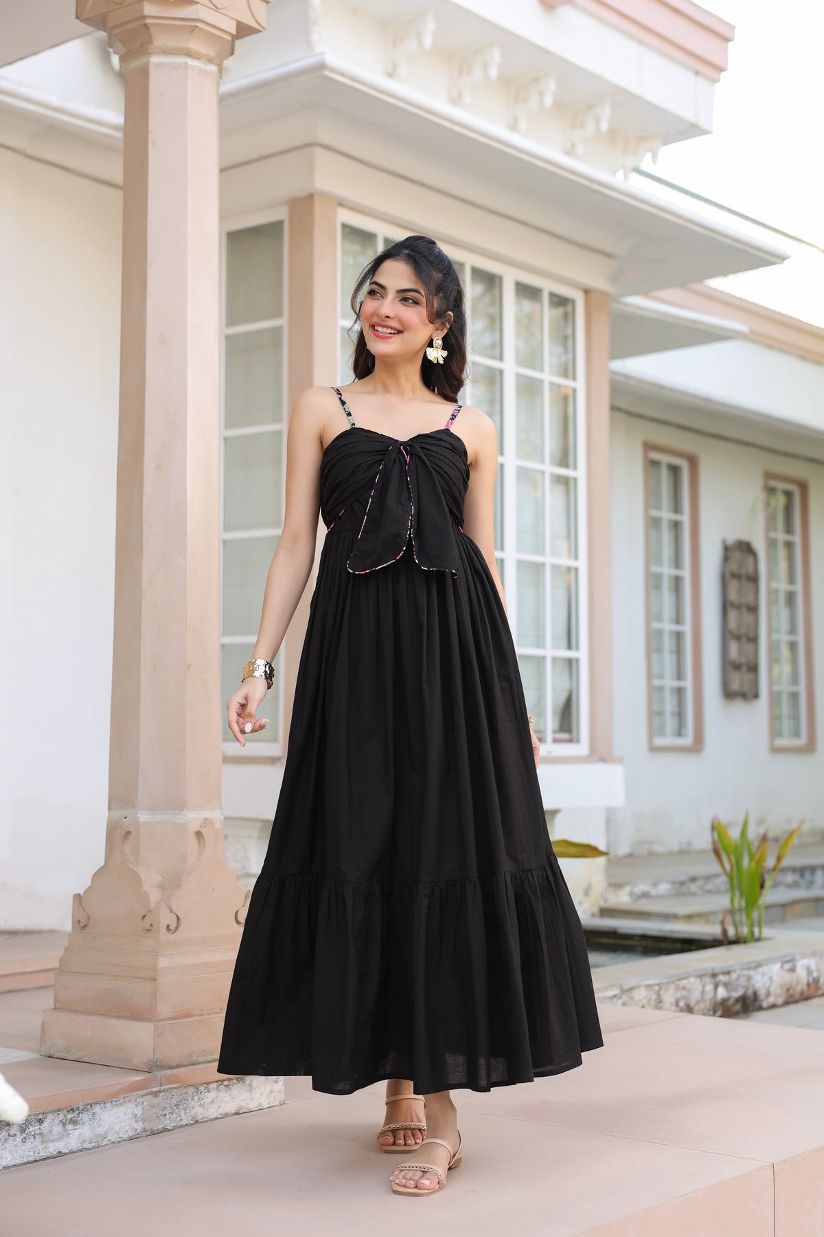 Sweetheart Neck Fit & Flared Ethnic Dresses