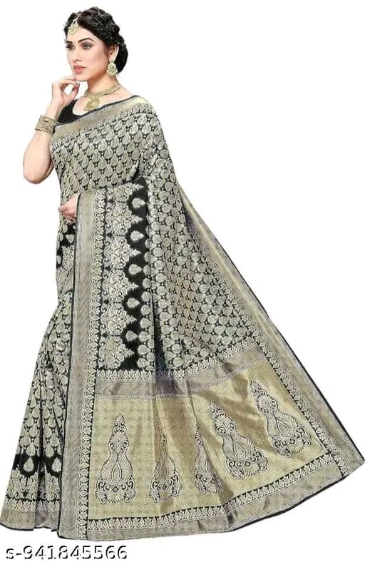Women's Trendy Banarasi Kanjivaram Art Silk Saree with Blouse Material
