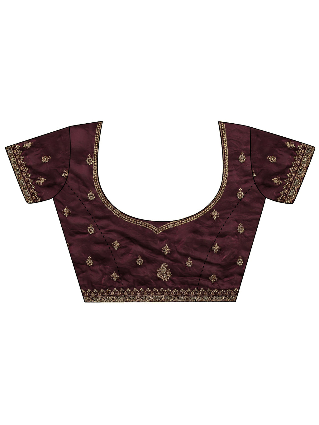 Art Magenta Embellished Tissue Saree With Unstitched Blouse Piece