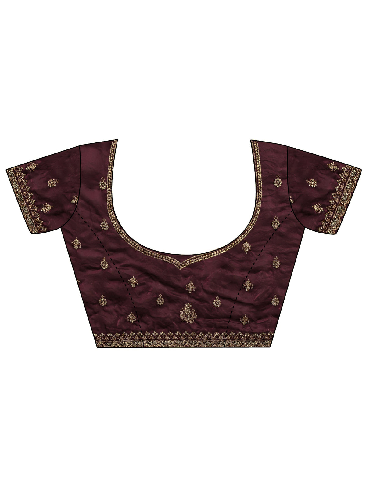 Art Magenta Embellished Tissue Saree With Unstitched Blouse Piece