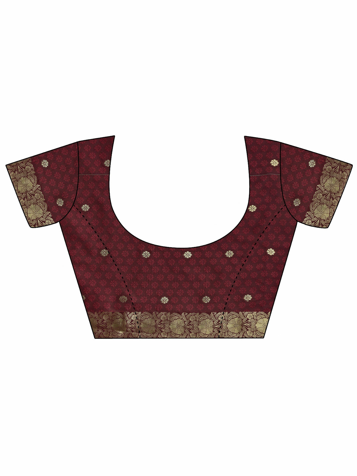 Maroon Woven Design Silk Blend Saree With Unstitched Blouse Piece