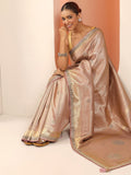 Peach  Silk Blend Saree With Unstitched Blouse Piece