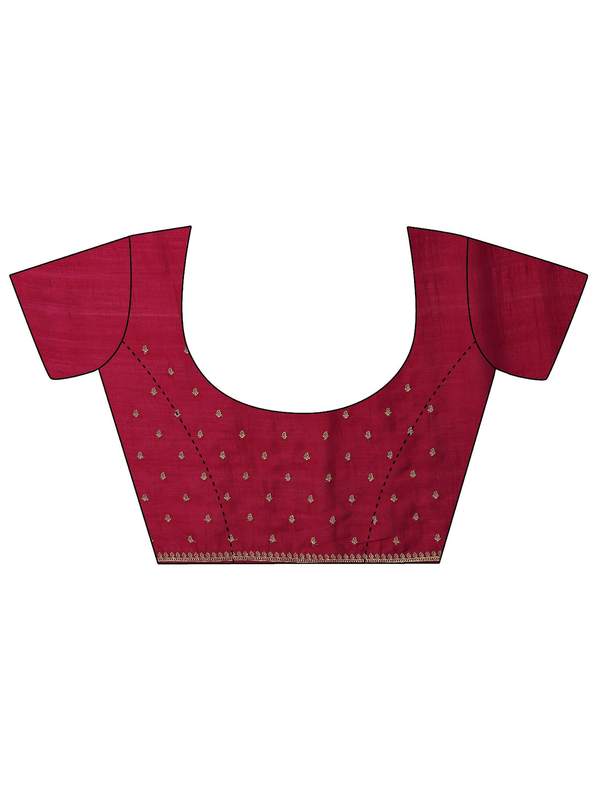 Red Embellished Silk Blend Saree With Unstitched Blouse Piece