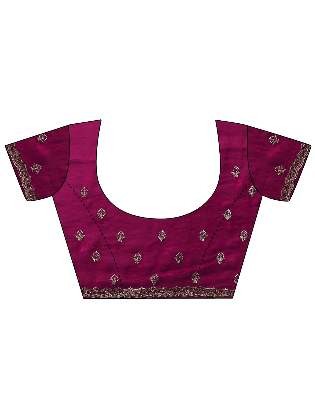 Maroon Embroidered Organza Saree With Unstitched Blouse Piece