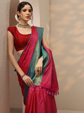 Red Woven Design Silk Blend Kanjeevaram Saree With Unstitched Blouse Piece