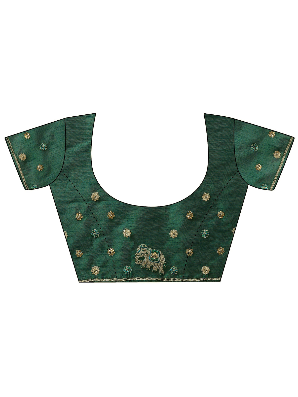 Mustard Embroidered Chinon Saree With Unstitched Blouse Piece
