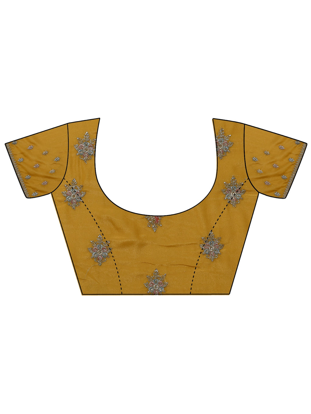 Mustard Embroidered Silk Blend Saree With Unstitched Blouse Piece