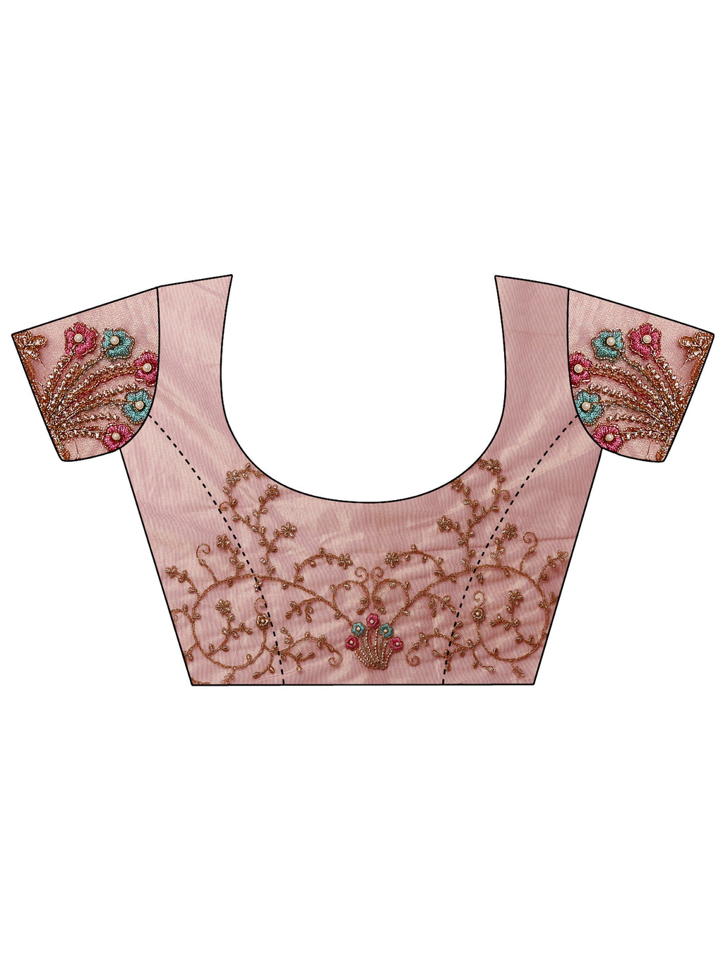 Mauve Embroidered Nylon Saree With Unstitched Blouse Piece