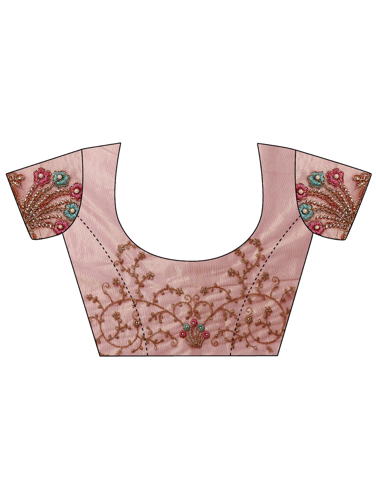 Mauve Embroidered Nylon Saree With Unstitched Blouse Piece