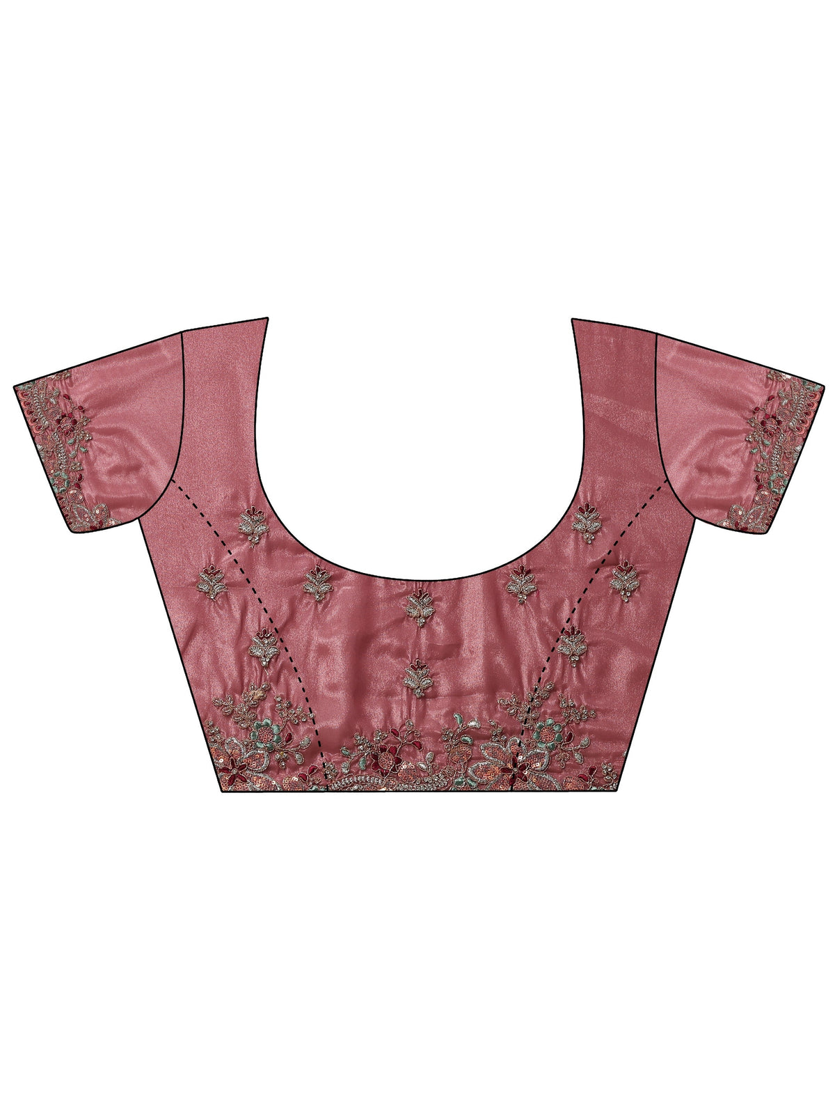 Mauve Embroidered Crepe Saree With Unstitched Blouse Piece