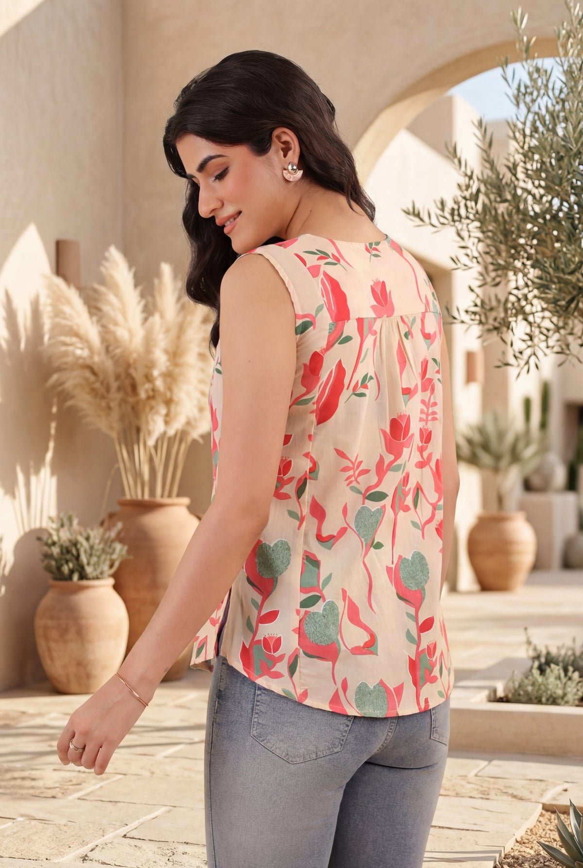 Floral Print Cotton Top