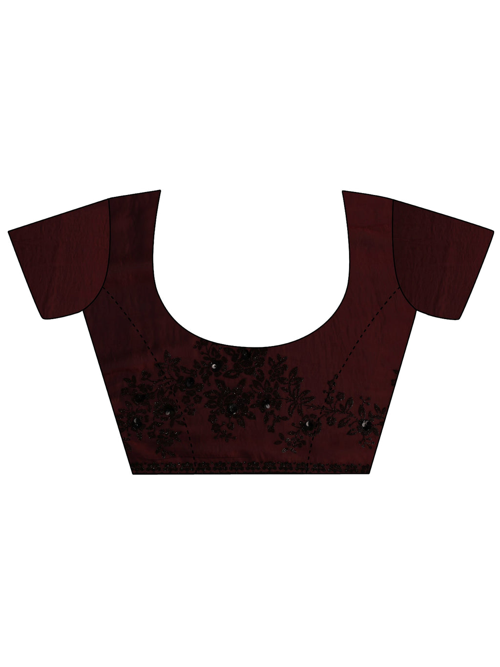 Burgundy Embellished Tissue Saree With Unstiched Blouse Piece