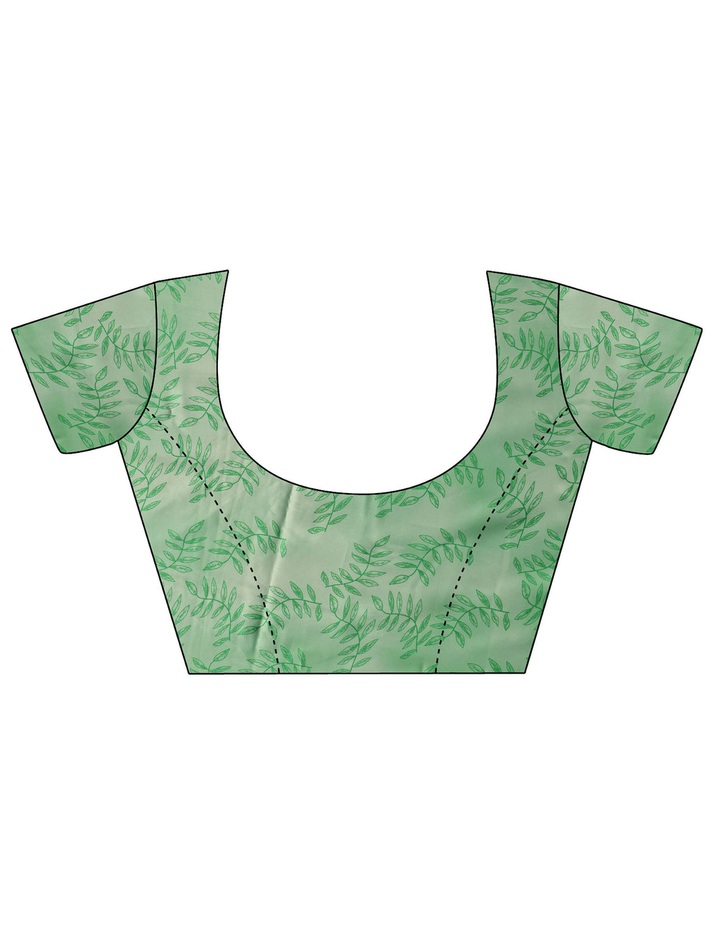Green Floral Printed Satin Saree With Unstitched Blouse Piece