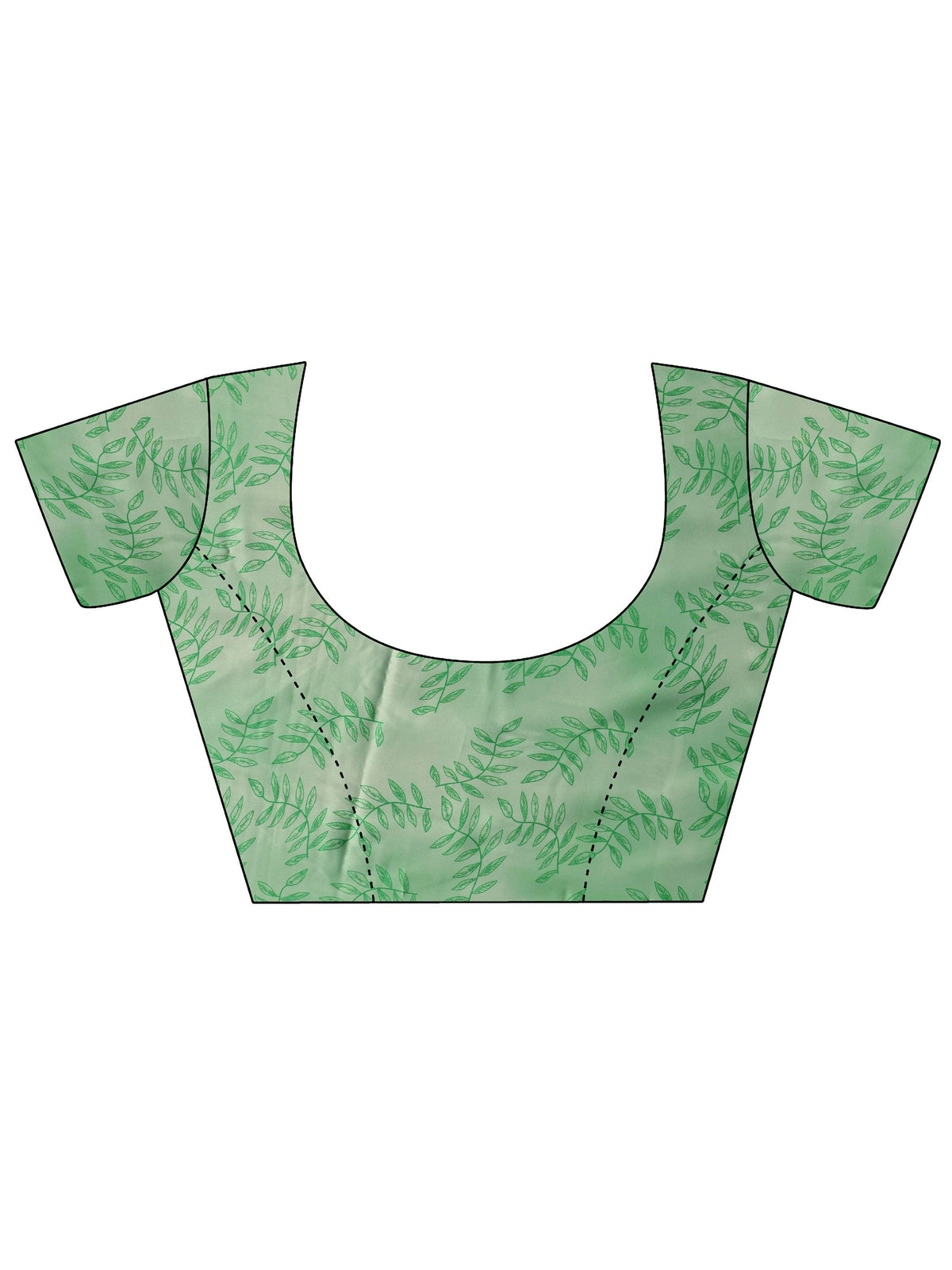 Green Floral Printed Satin Saree With Unstitched Blouse Piece