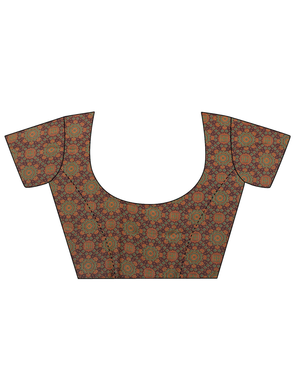 Rust Chiffon Saree with Printed Border
