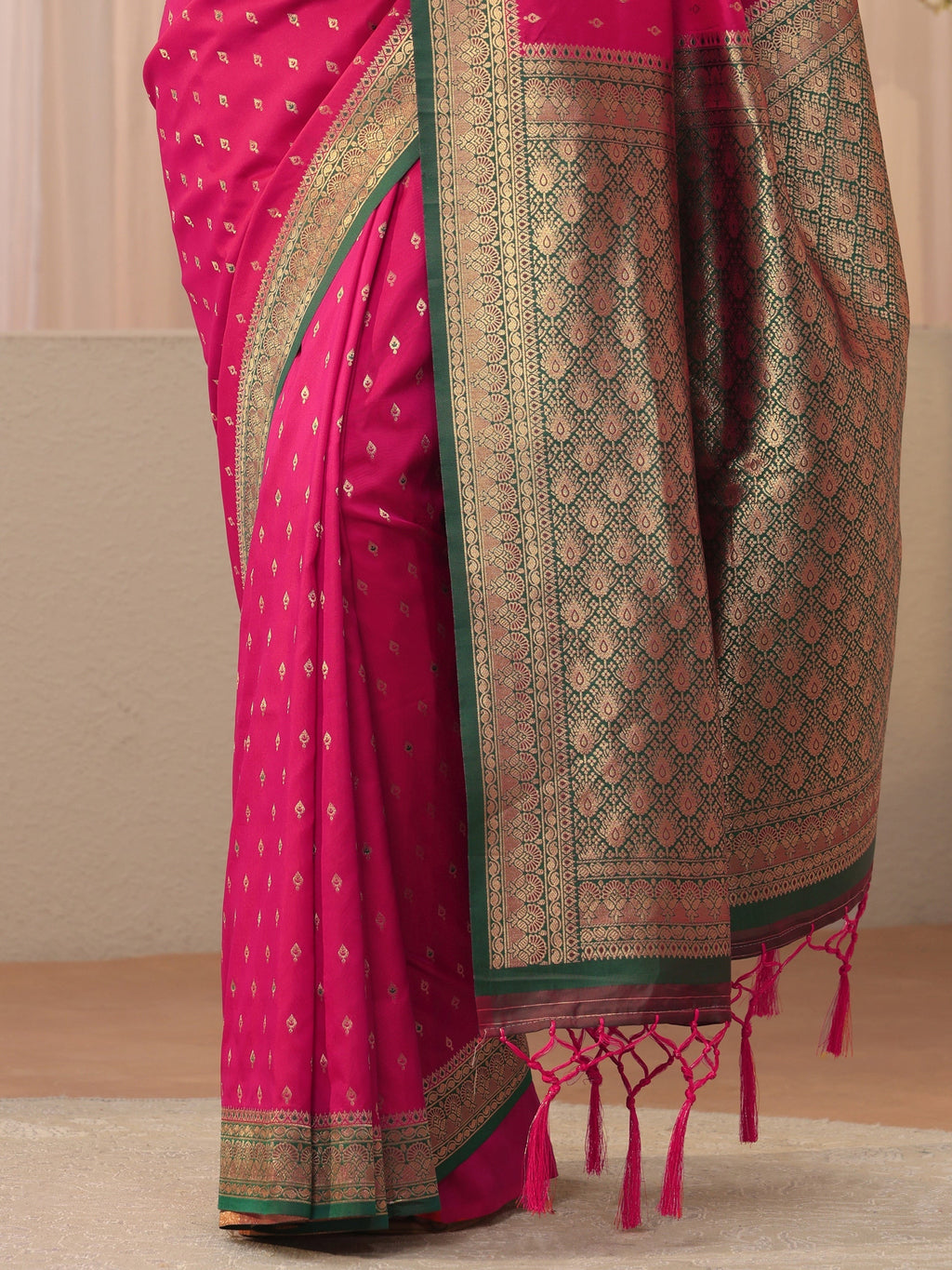 Pink Kanjeevaram Silk Blend Saree