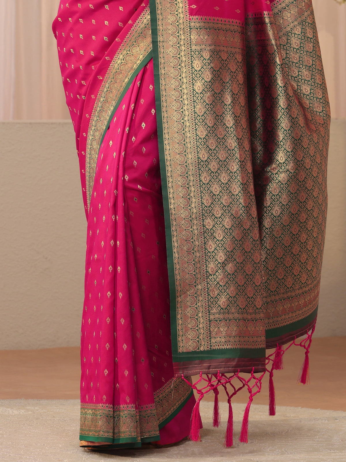 Pink Kanjeevaram Silk Blend Saree