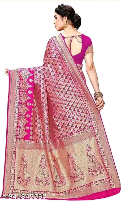 Women's Trendy Banarasi Kanjivaram Art Silk Saree with Blouse Material