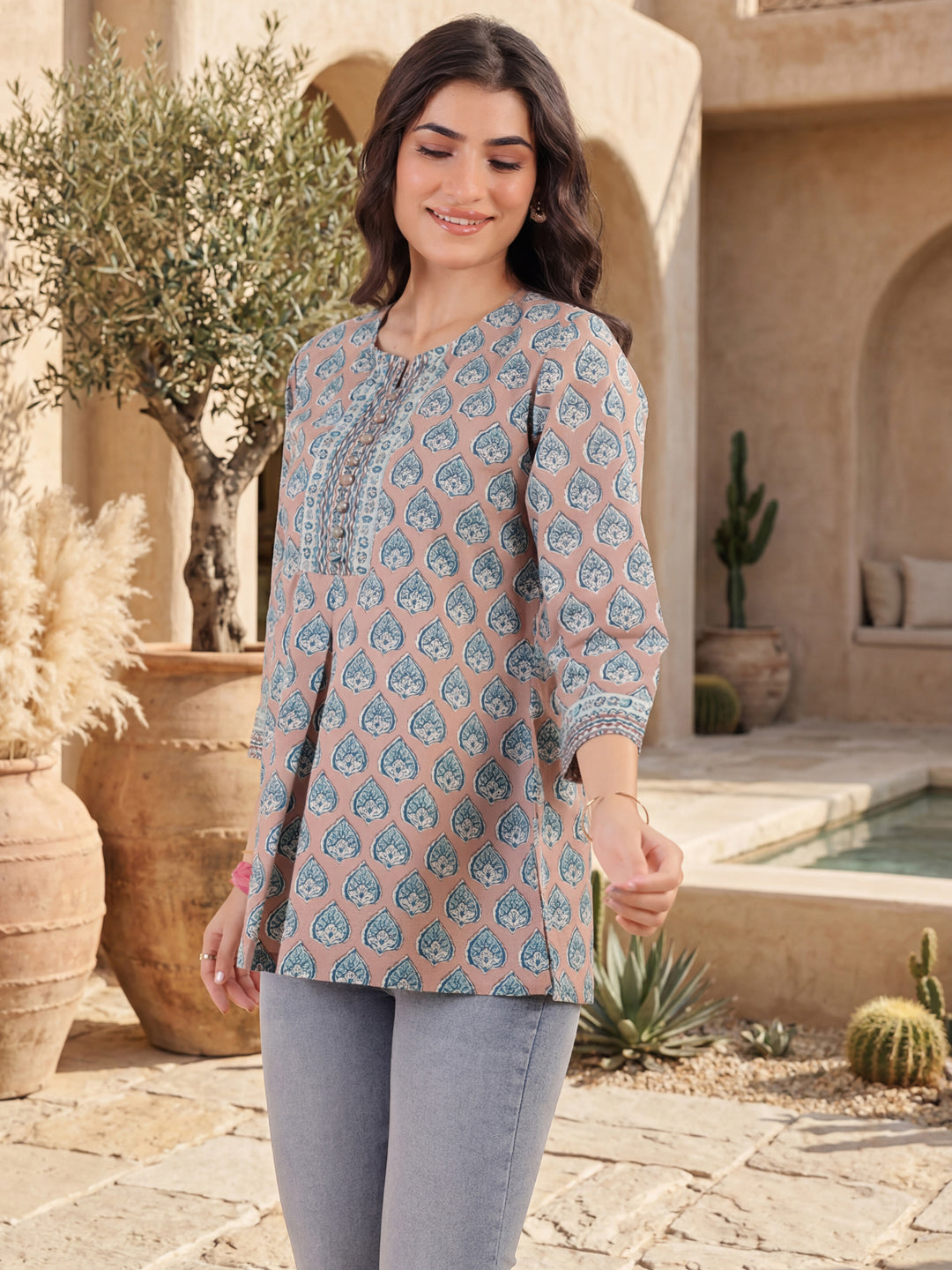 Floral Printed Pure Cotton Kurti
