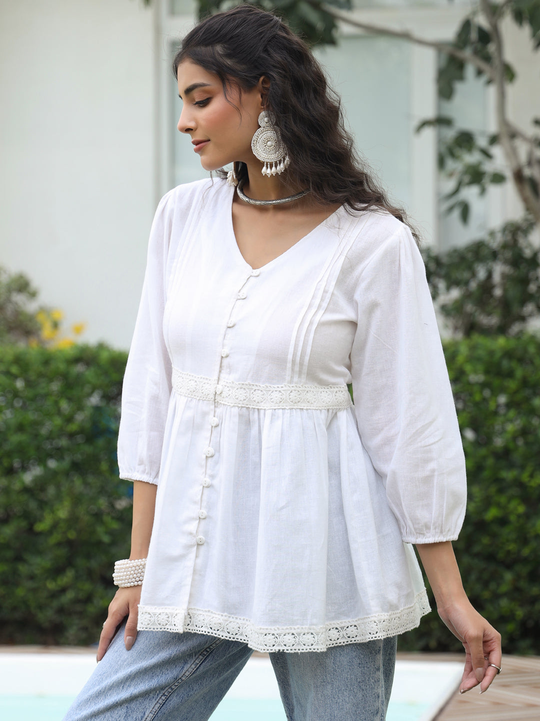 Women Solid Cotton Flex Peplum Top
