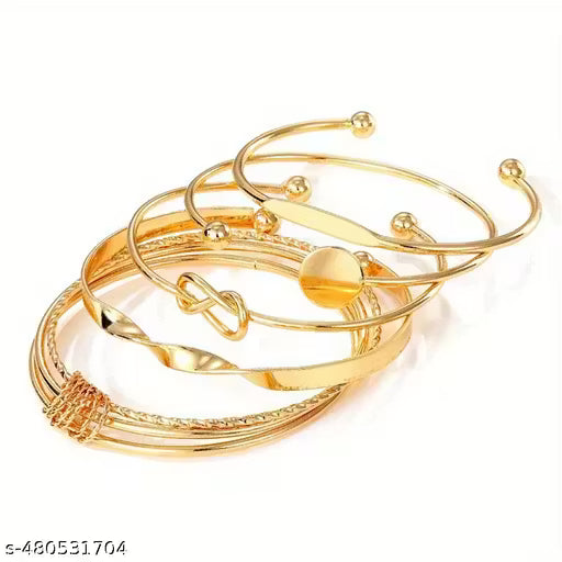 Goldiwala Best Gift For Sister Stackable Set of 4 Bracelet Combo With Gold-Plated For Women & Girls (Copy)