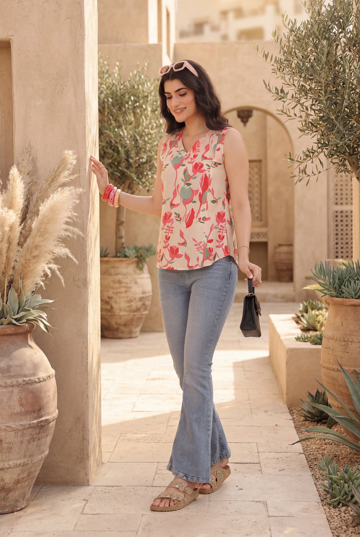 Floral Print Cotton Top