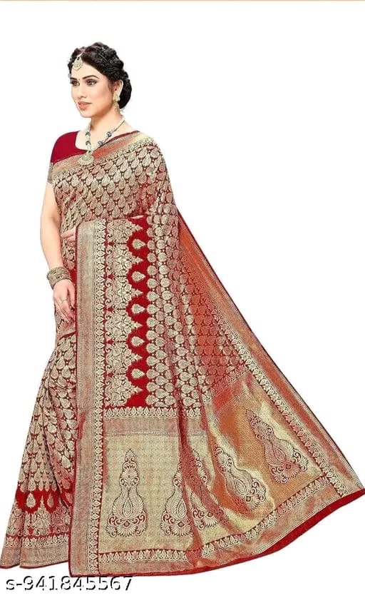 Women's Trendy Banarasi Kanjivaram Art Silk Saree with Blouse Material