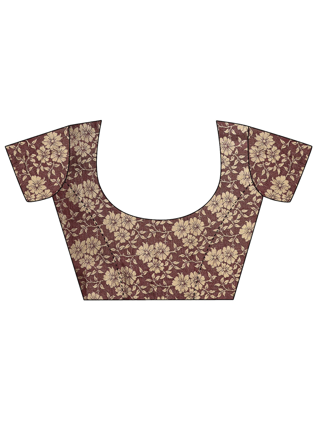 Wine Printed Chiffon Saree With Unstitched Blouse Piece