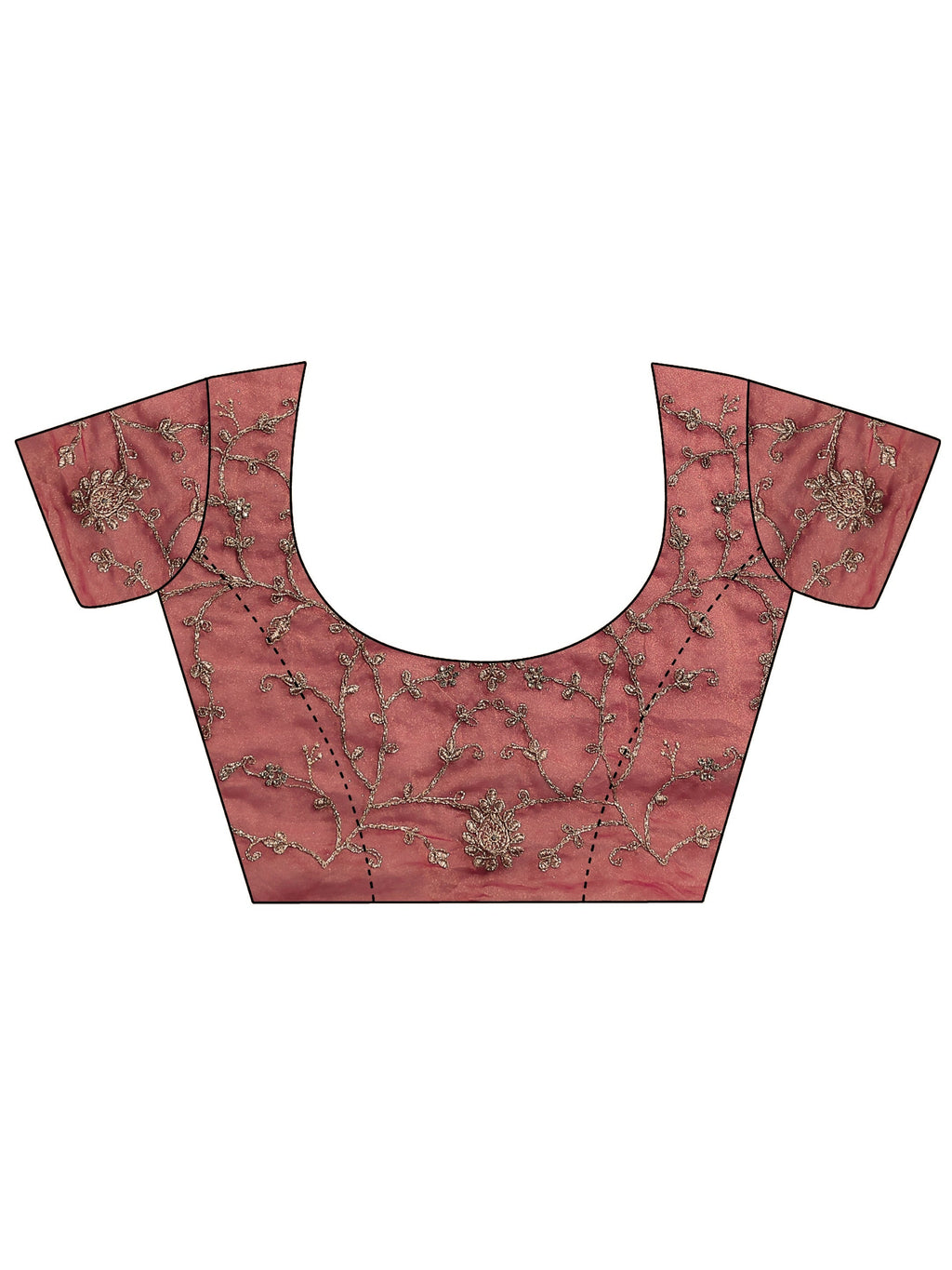 Peach Embroidered Silk Blend Saree With Unstitched Blouse Piece