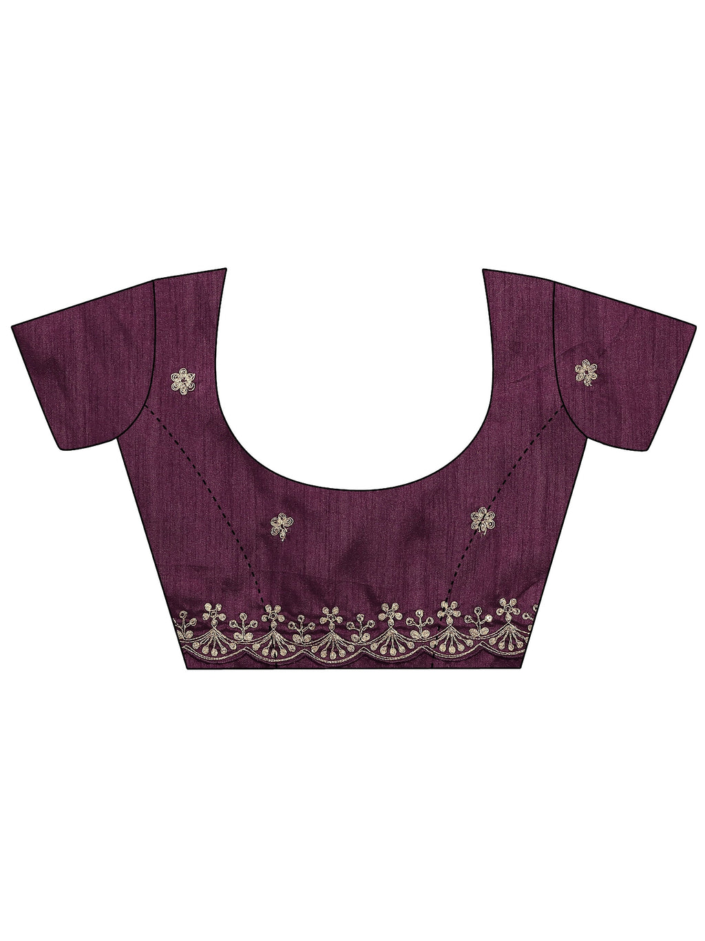 Burgundy Embroidered Silk Blend Saree With Unstitched Blouse Piece