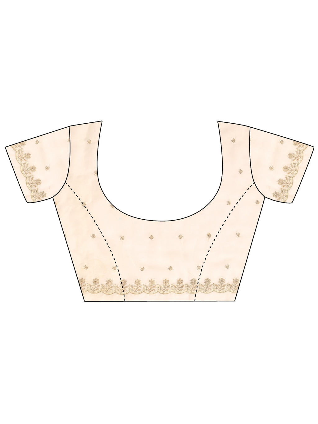 Cream Embroidered Georgette Saree With Unstitched Blouse Piece