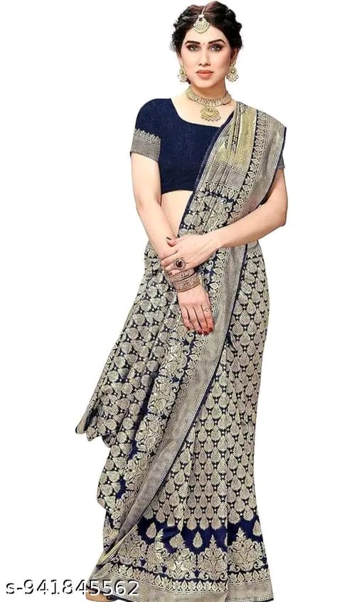 Women's Trendy Banarasi Kanjivaram Art Silk Saree with Blouse Material