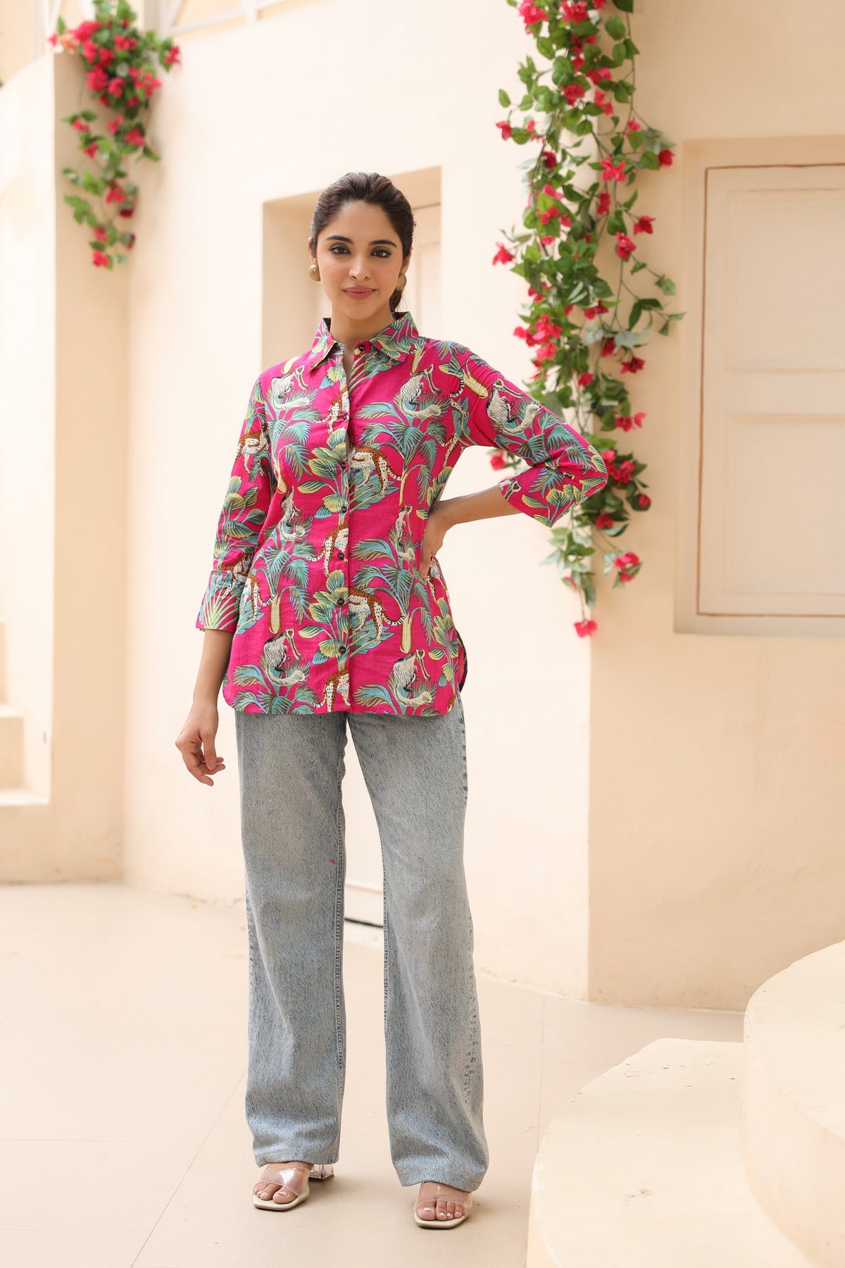Women Animal Print Pure Cotton Top