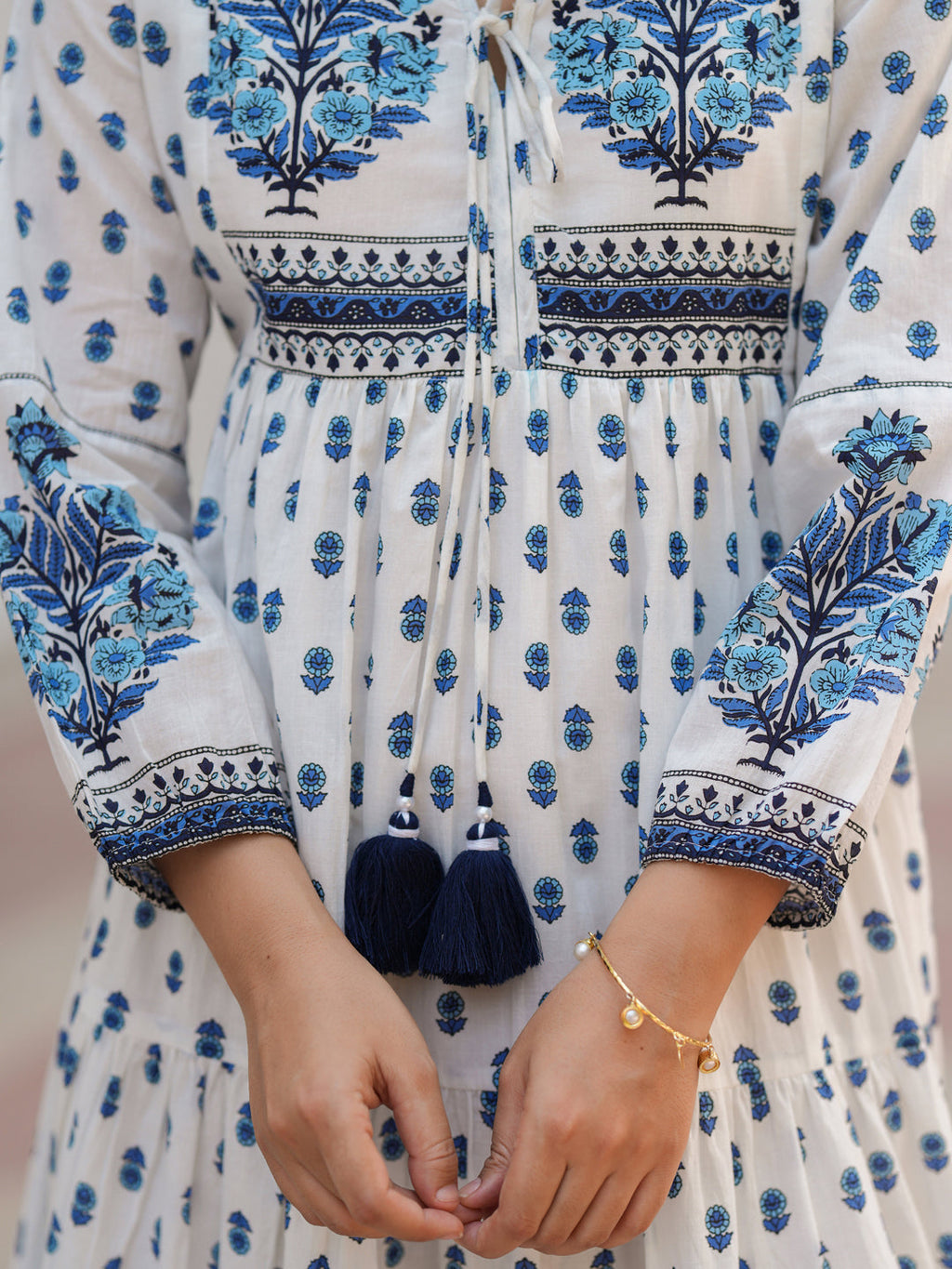 Ethnic Motifs Printed Cotton Fit & Flare Midi Dress