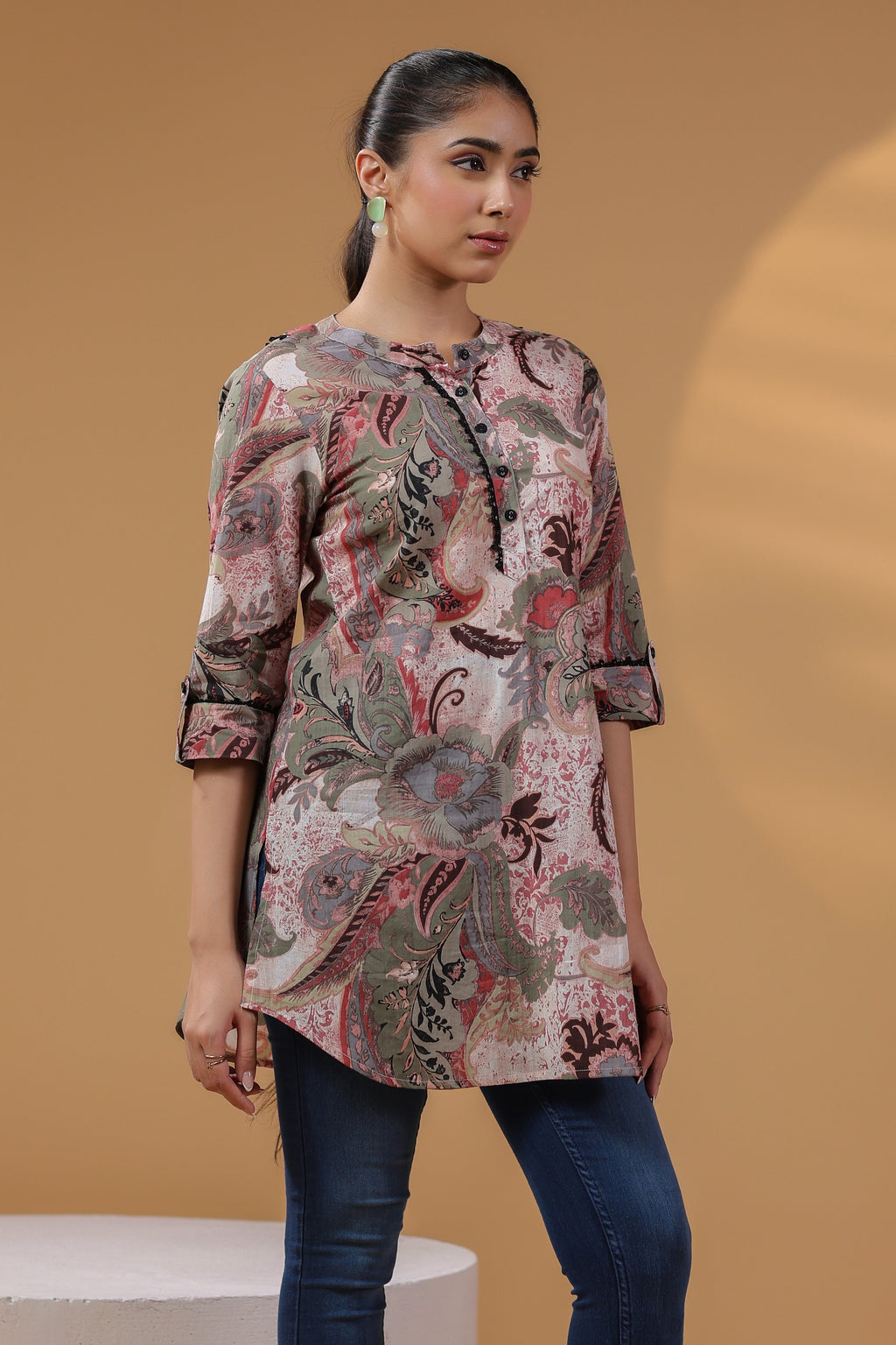 Women Ethnic Motifs Printed Cotton Top