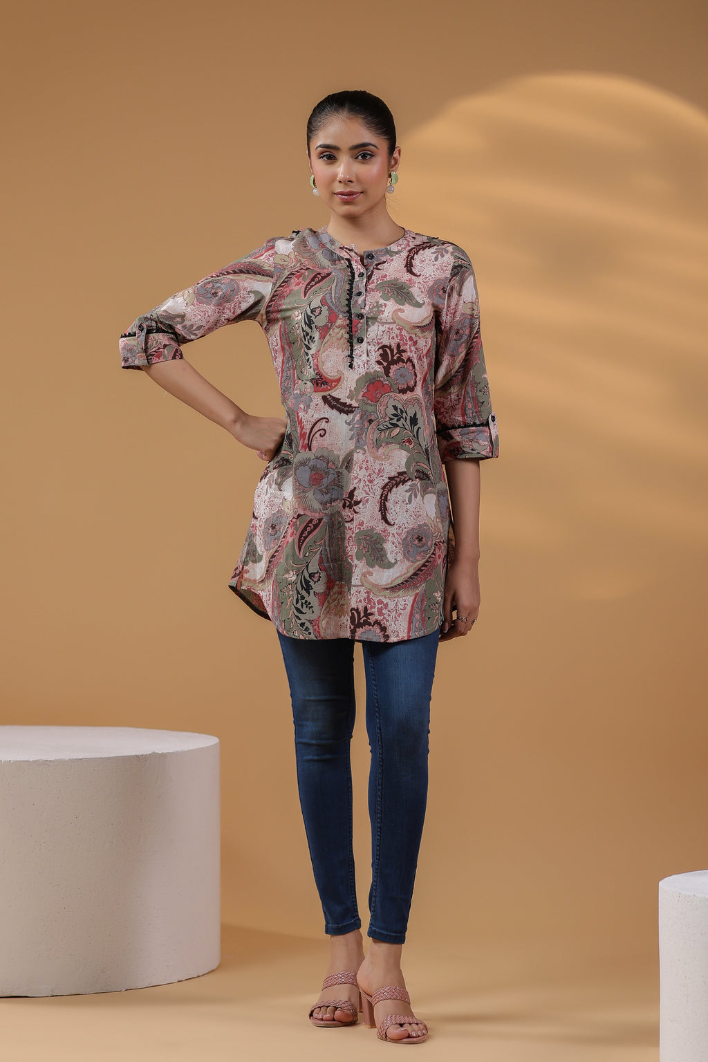 Women Ethnic Motifs Printed Cotton Top