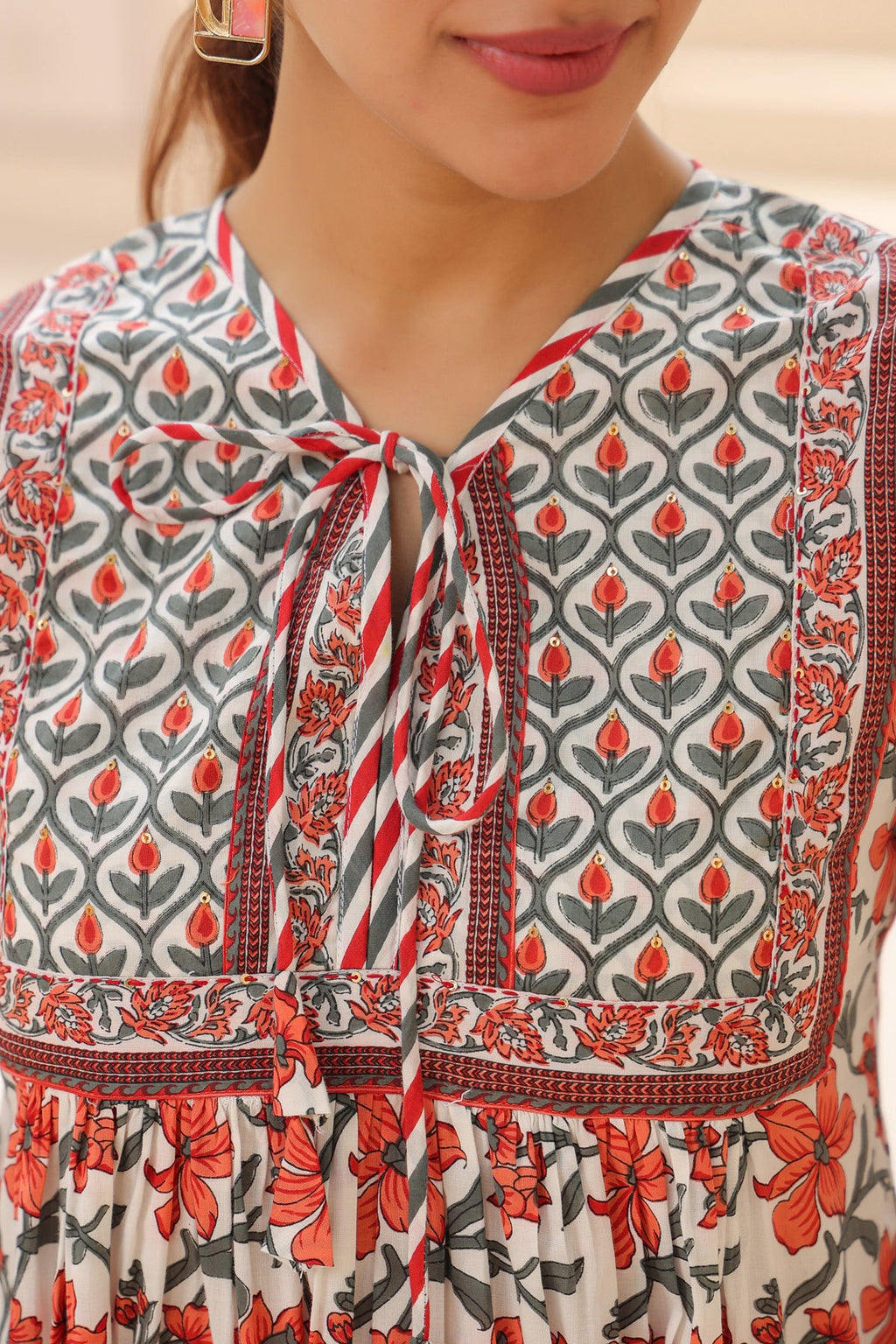 Women Floral Printed Pure Cotton A-Line Top