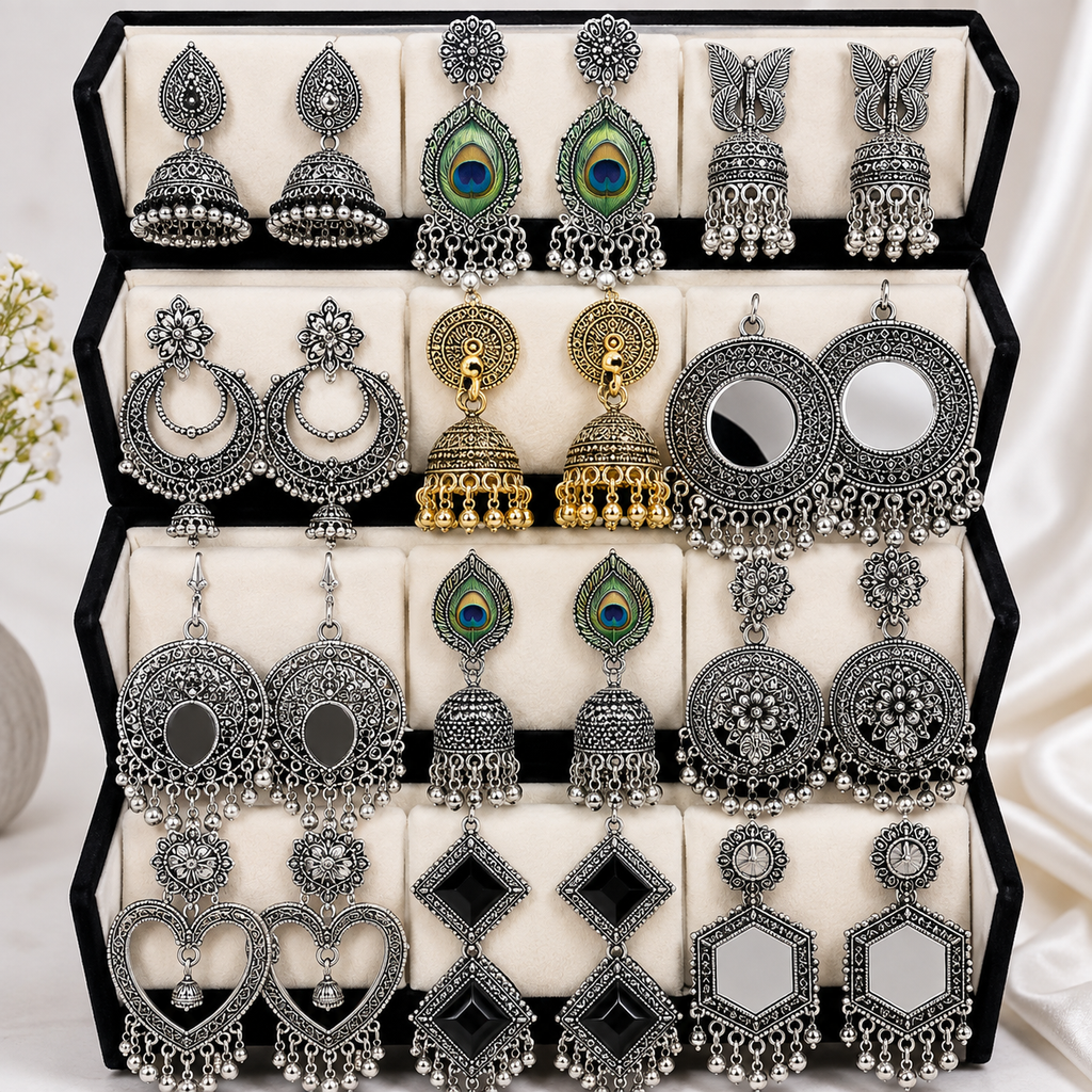 Premium Earring 12 Pair Foldable Velvet Earring Display Box