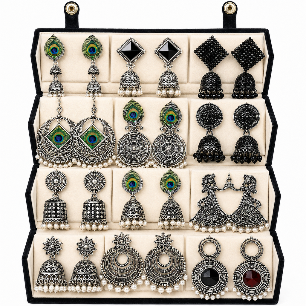 Premium Earring 12 Pair Foldable Velvet Earring Display Box