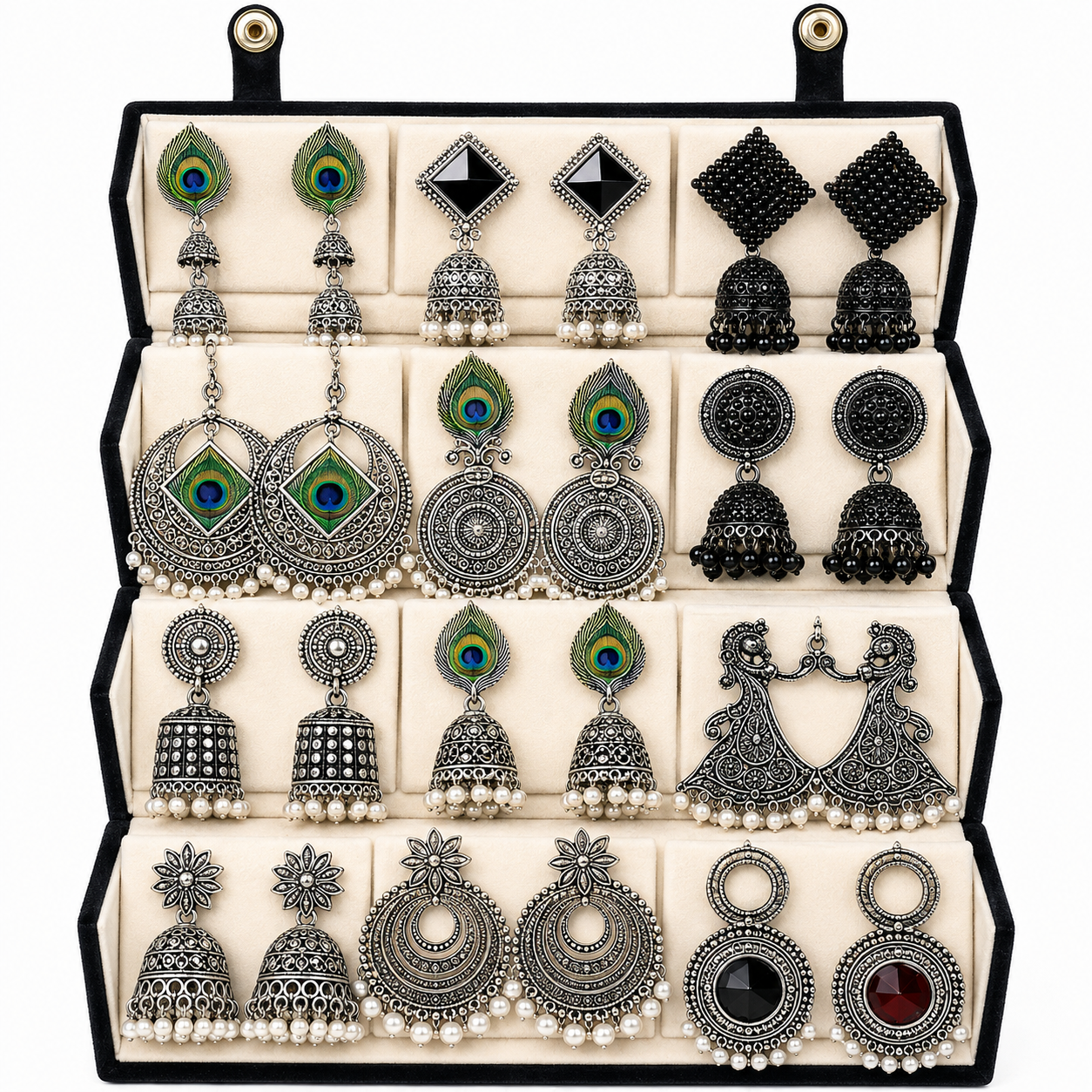 Premium Earring 12 Pair Foldable Velvet Earring Display Box