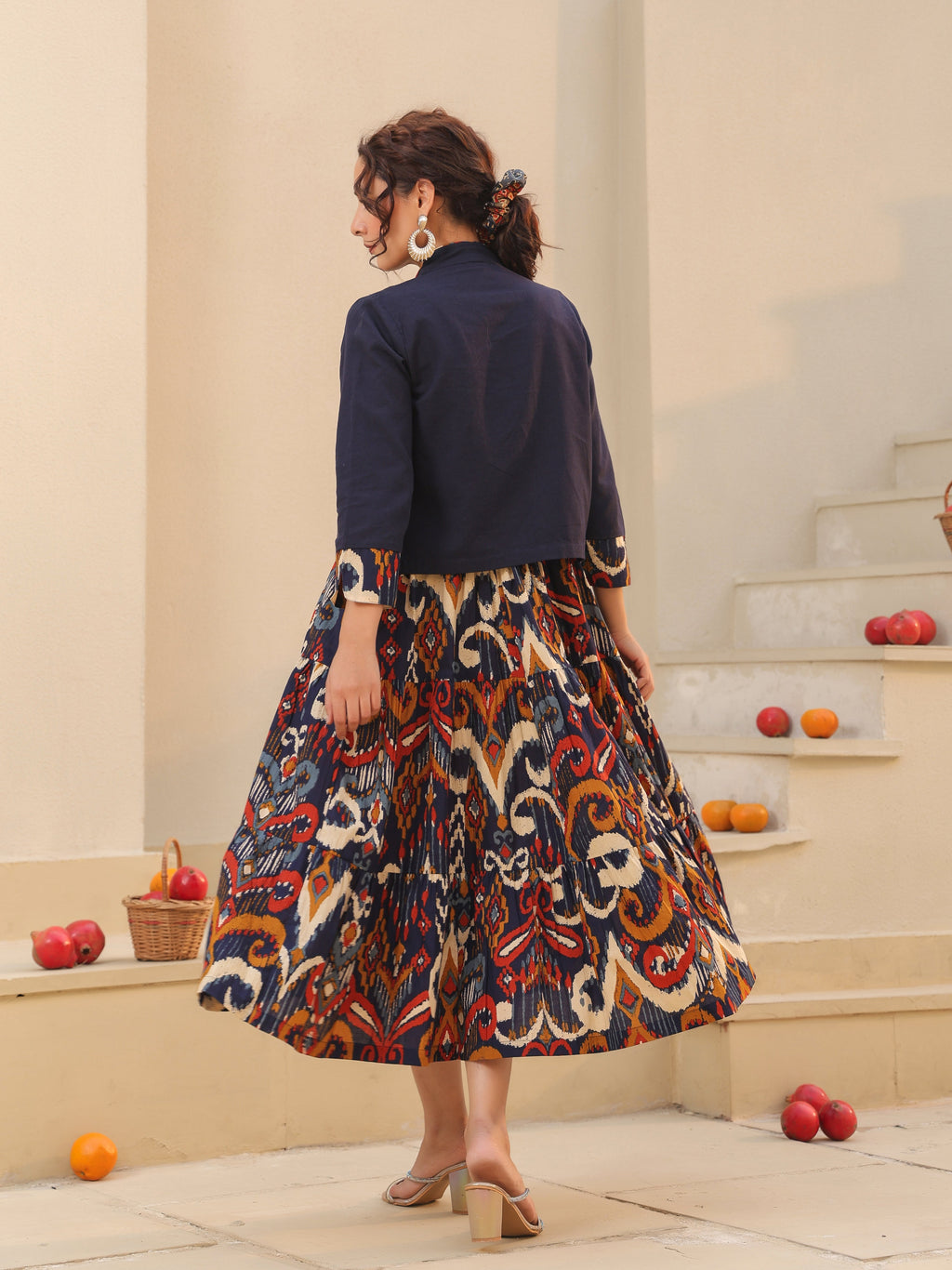 Women Ethnic Motifs Printed Pure Cotton Fit & Flare Midi Dress