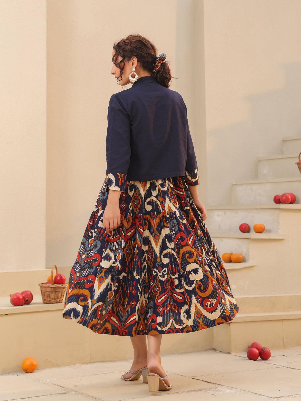 Women Ethnic Motifs Printed Pure Cotton Fit & Flare Midi Dress
