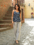 Floral Printed Sleeveless Peplum Pure Cotton Top
