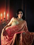 Art Coral Pink Embellished Tissue Saree