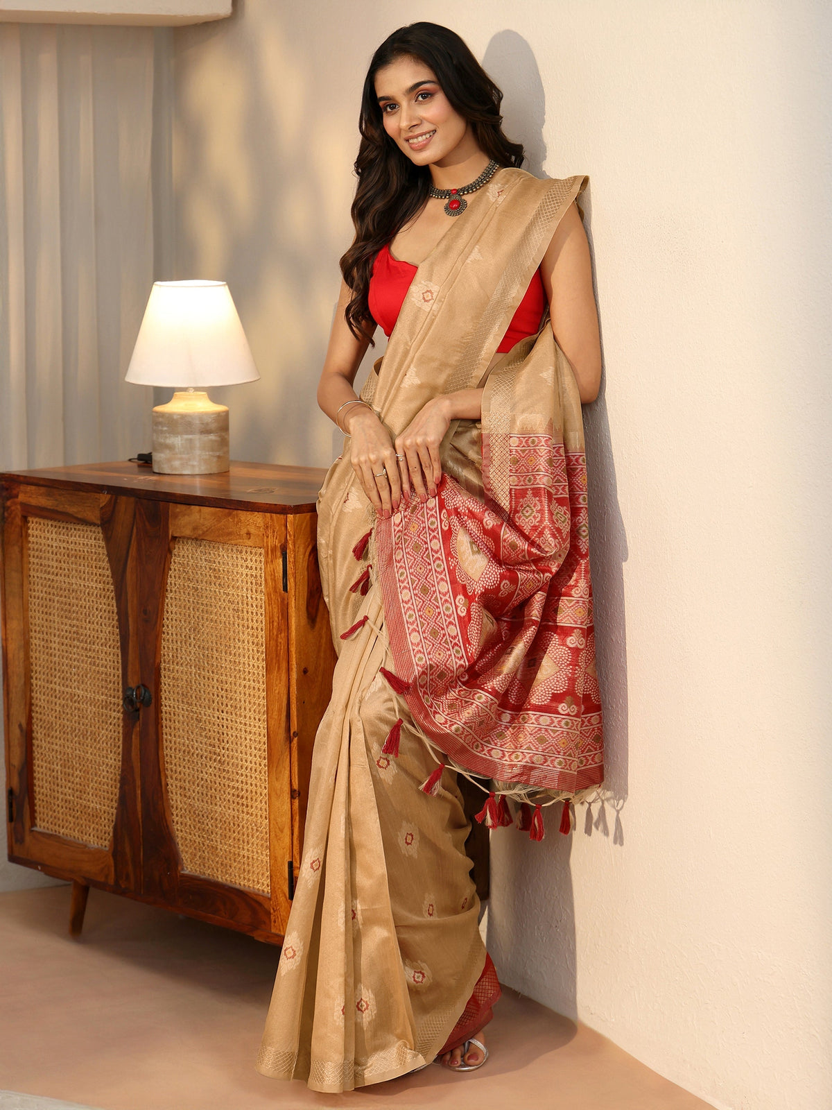 Gold Woven Design Silk Blend Saree