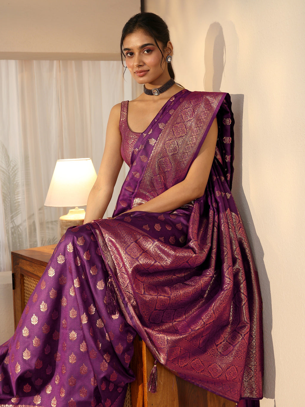 Imperial Purple Banarasi Silk Blend Saree