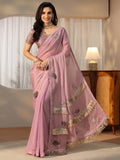 Lilac Tissue Saree with Tassel Embellished Pallu