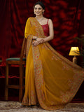 Mustard Embellished Georgette Saree