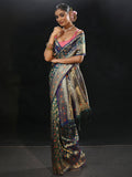 Navy Blue Meenakari Banarasi Silk Blend Saree